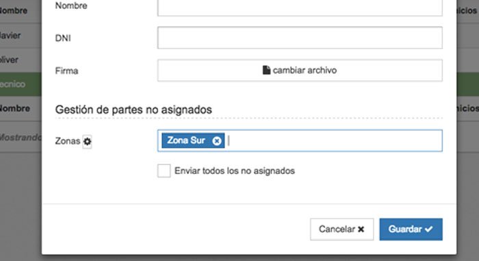 Asignacion Partes de trabajo