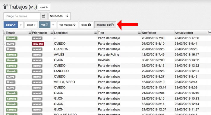 importador de trabajos en pdf