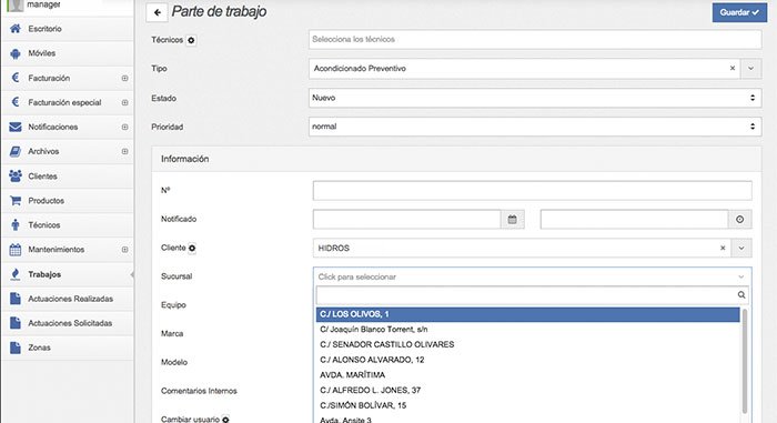 gestion de sucursales