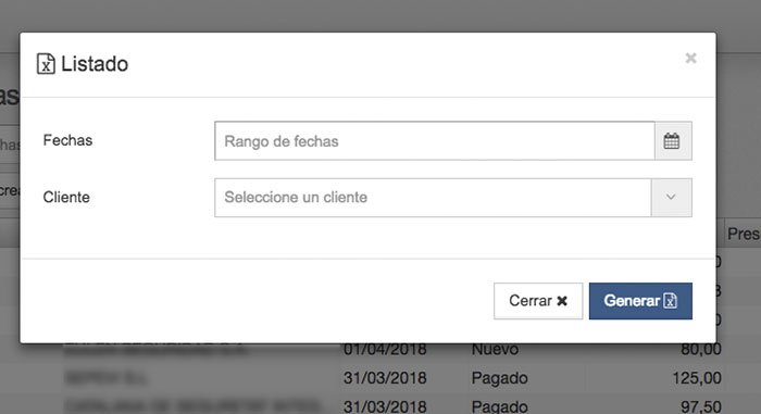 listado de facturas