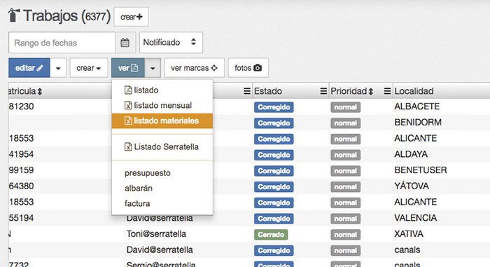 listado de materiales